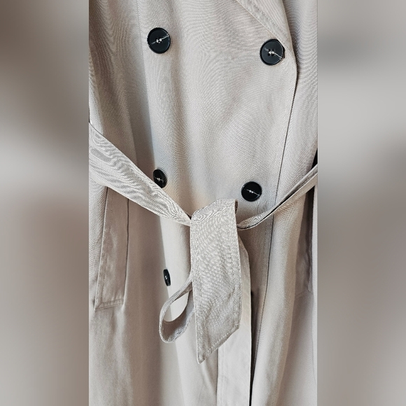 Zara Trench Coat Nude Beige Belted With Pleated Back Size S M - Picture 7 of 8